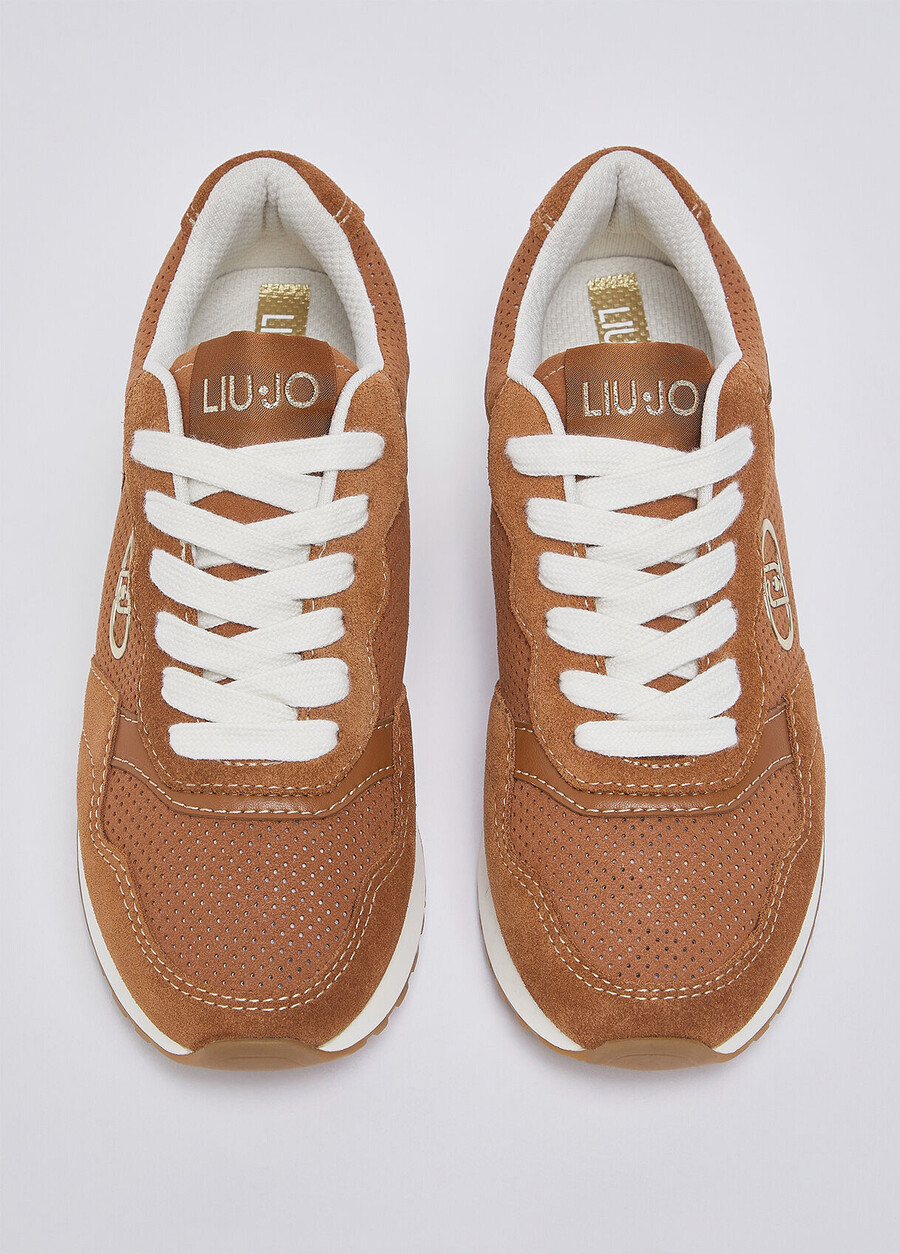 perforated suede sneakers