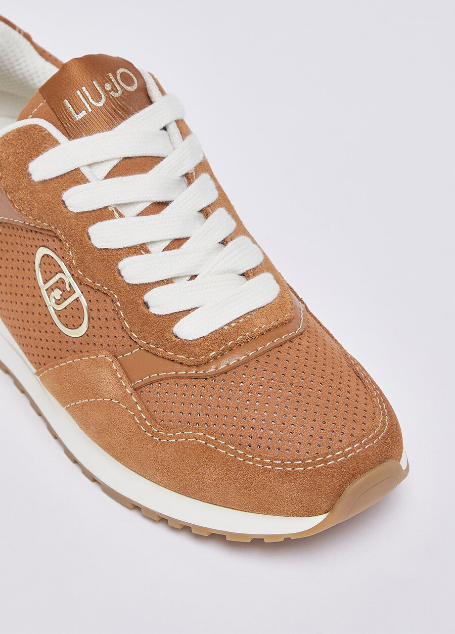 perforated suede sneakers