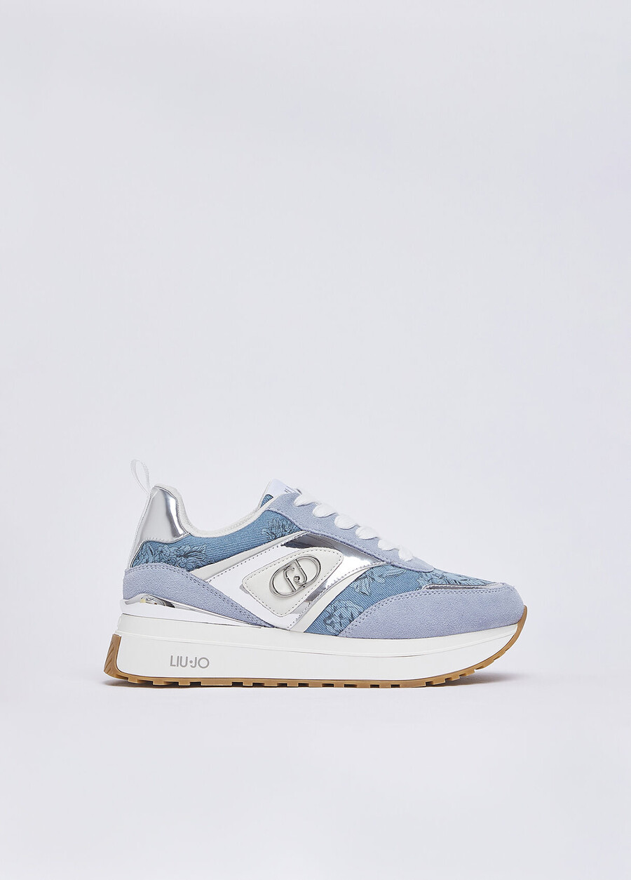 printed denim platform sneakers