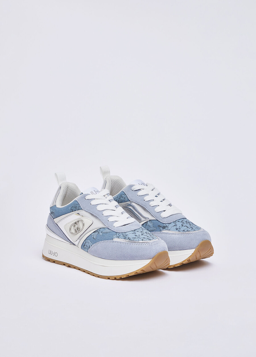 printed denim platform sneakers