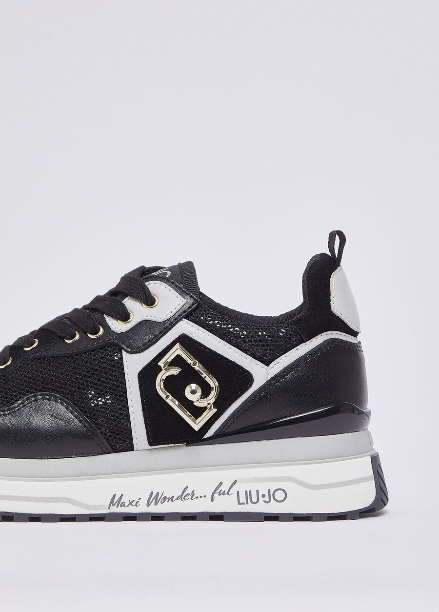 mesh platform sneakers with sequins