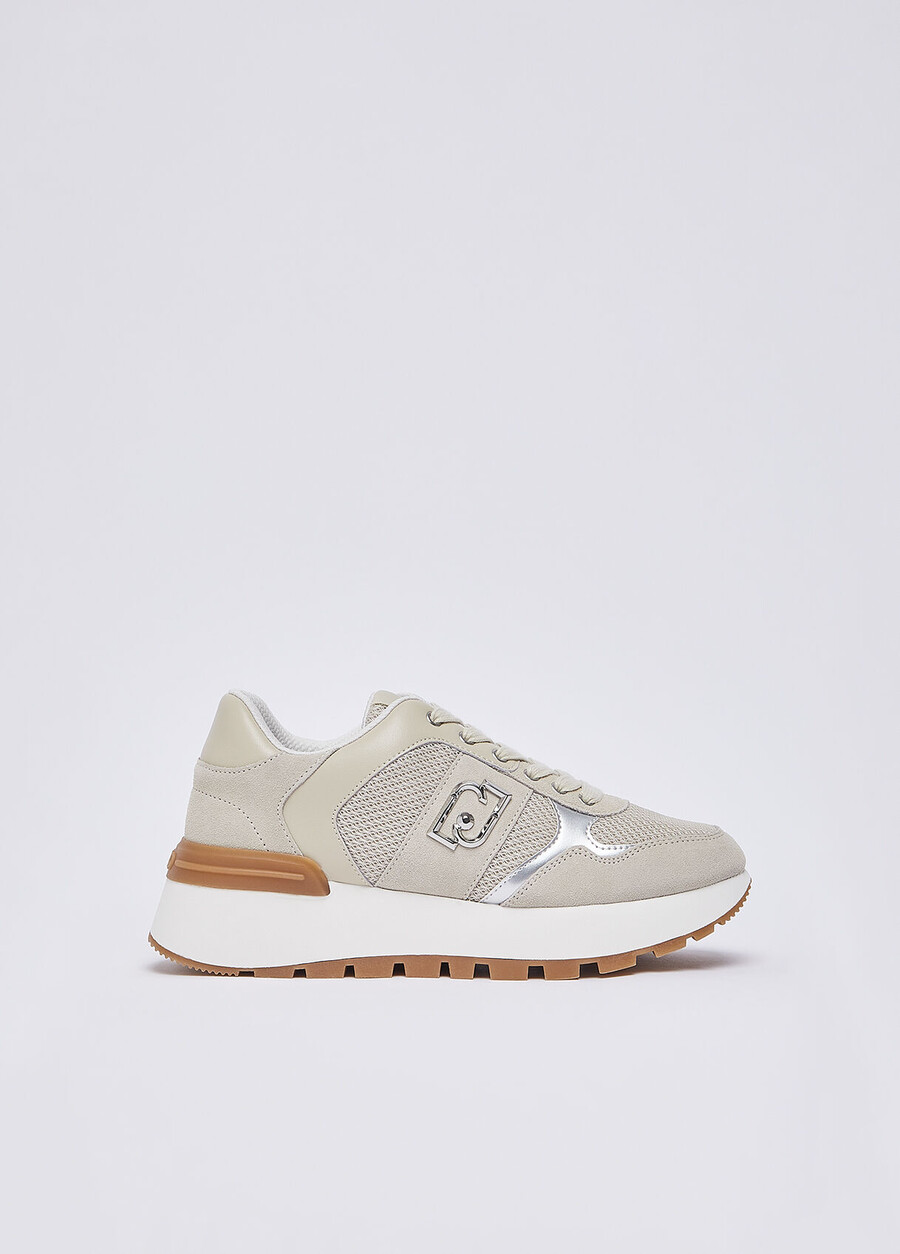 suede and mesh platform sneakers