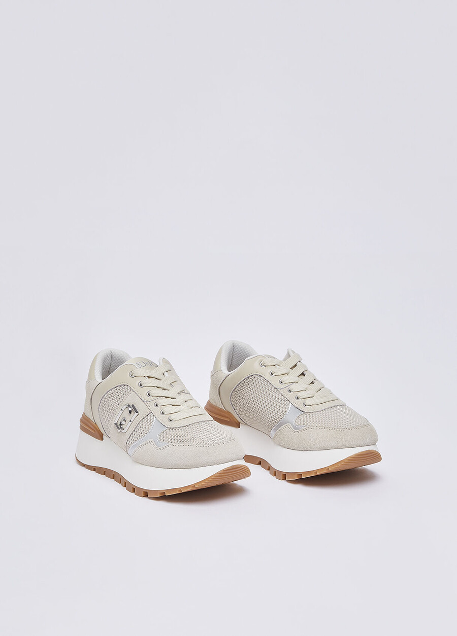 suede and mesh platform sneakers