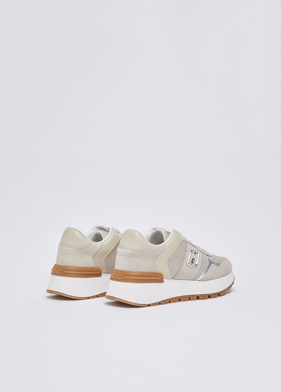 suede and mesh platform sneakers