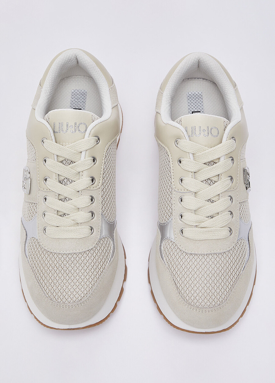 suede and mesh platform sneakers