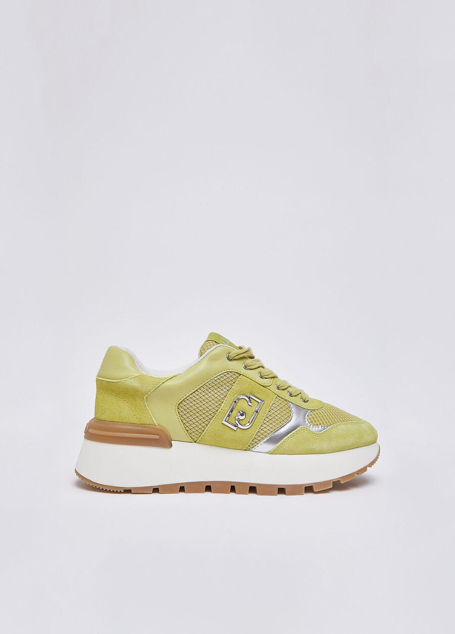 suede and mesh platform sneakers
