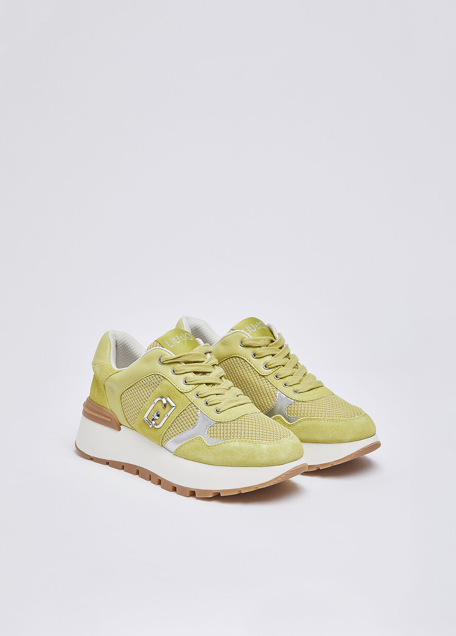 suede and mesh platform sneakers