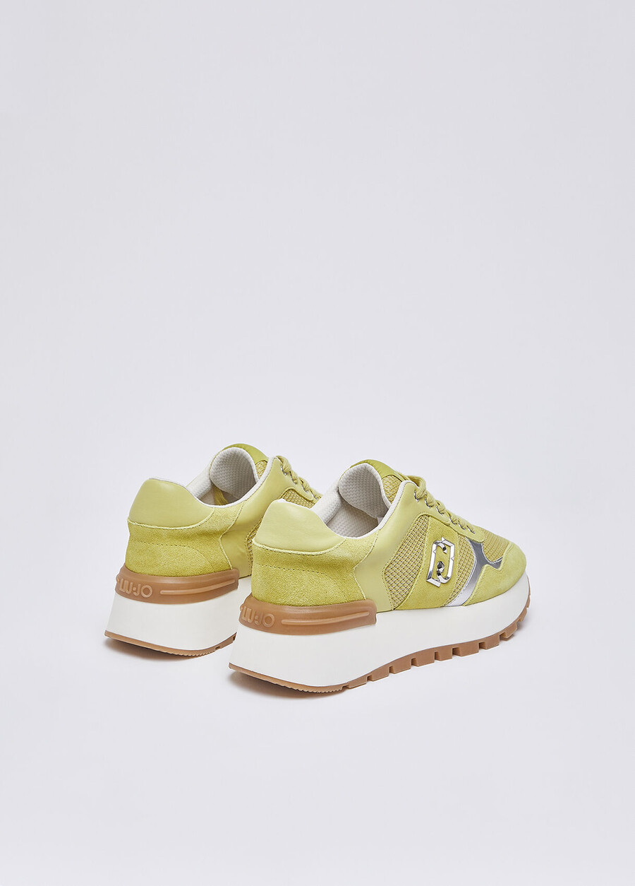 suede and mesh platform sneakers