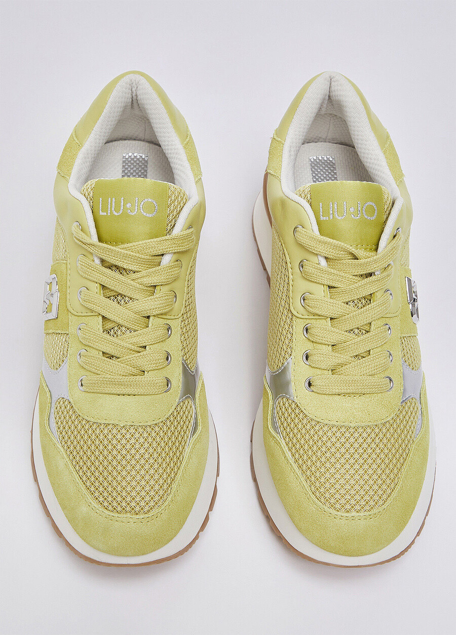 suede and mesh platform sneakers
