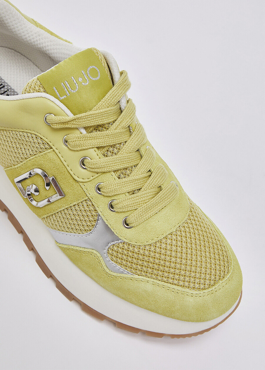 suede and mesh platform sneakers