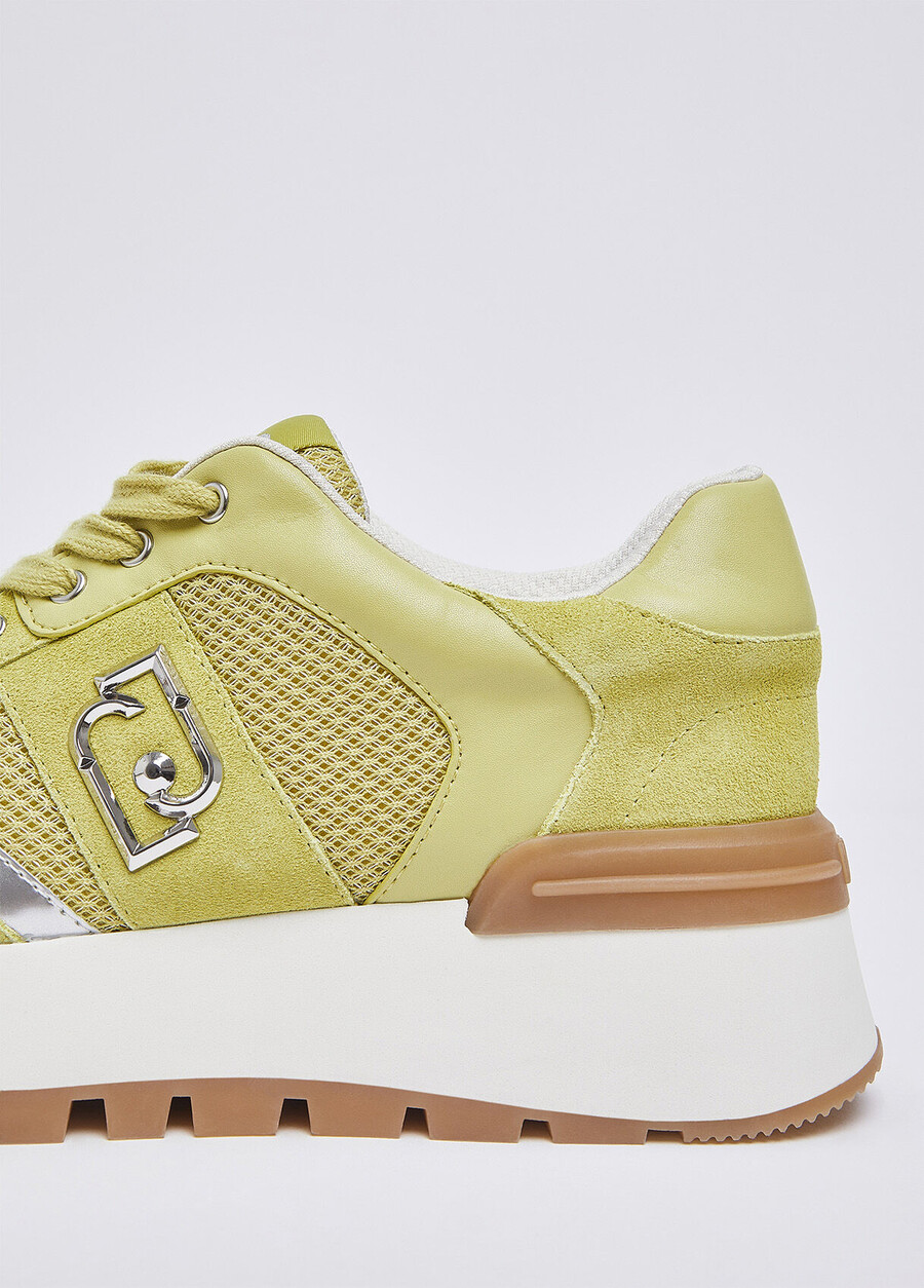 suede and mesh platform sneakers