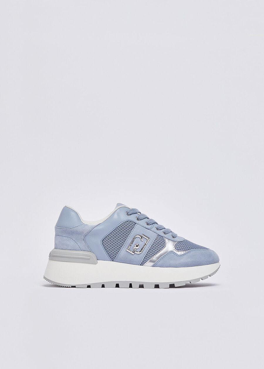 suede and mesh platform sneakers