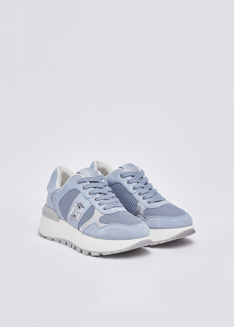 suede and mesh platform sneakers