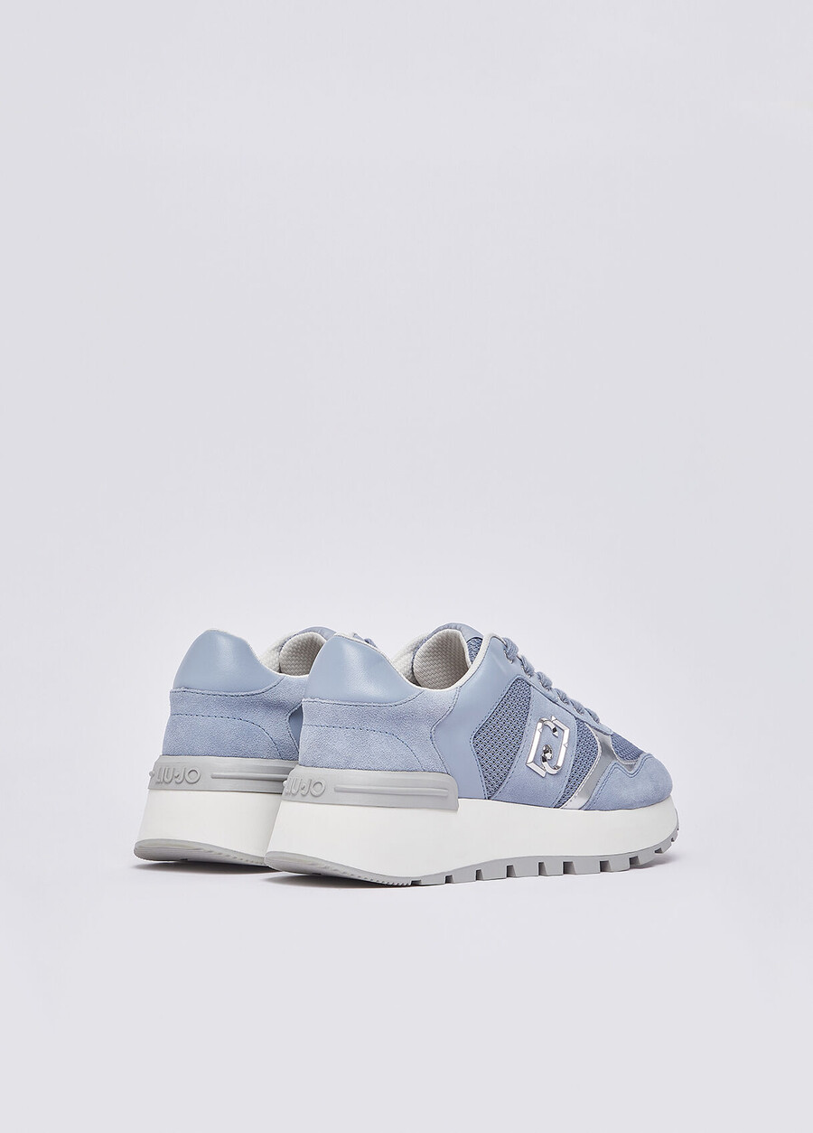 suede and mesh platform sneakers