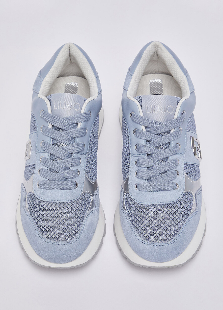 suede and mesh platform sneakers