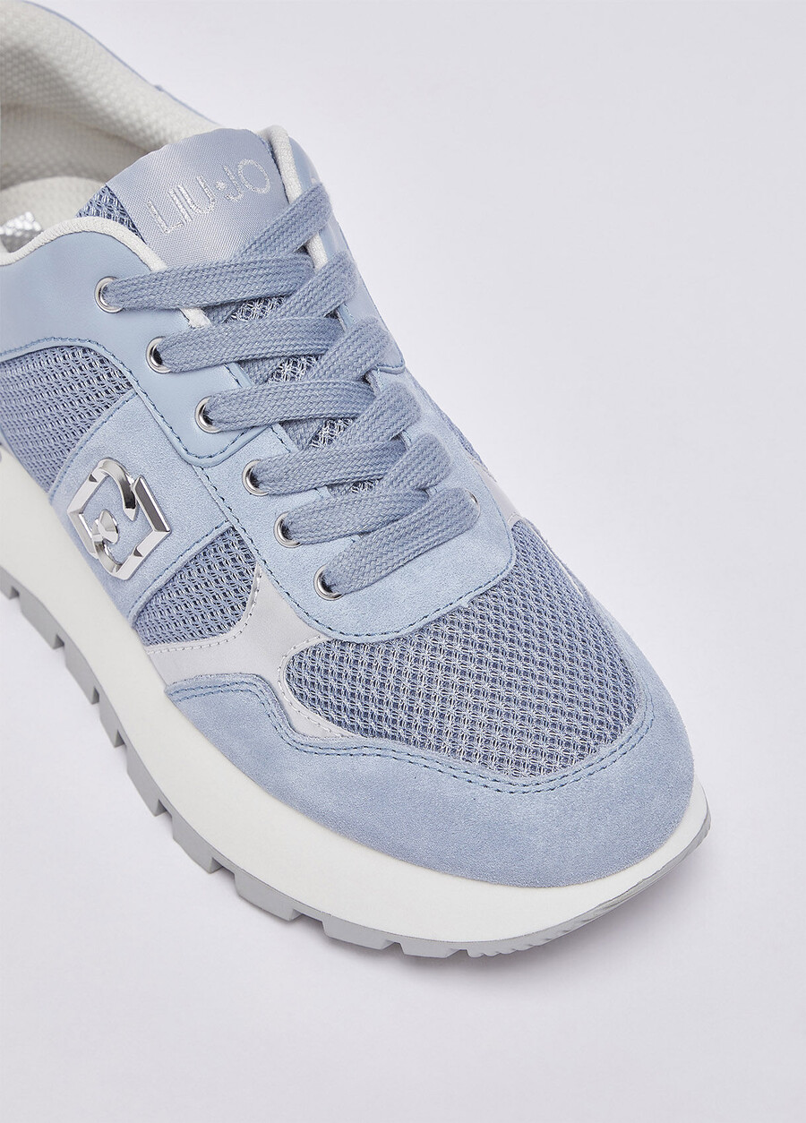 suede and mesh platform sneakers