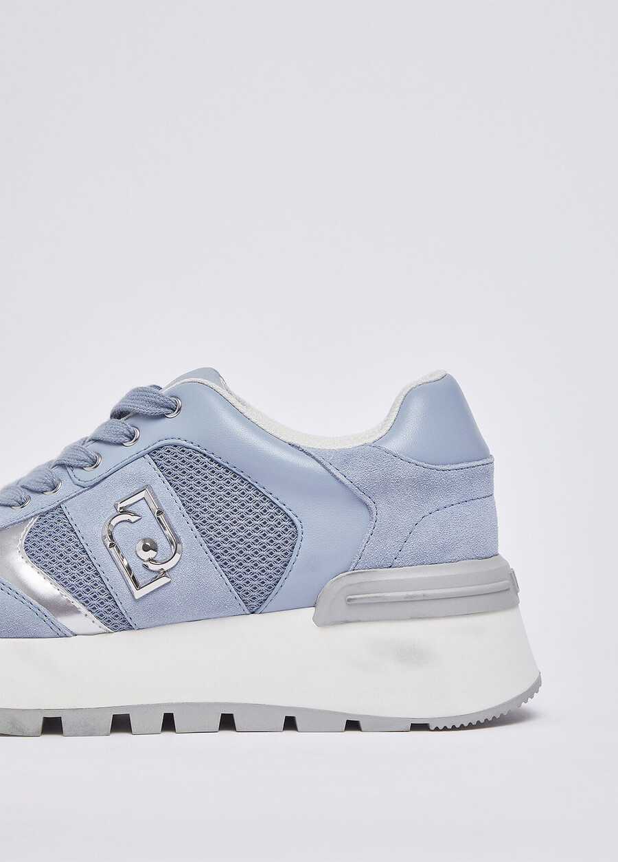 suede and mesh platform sneakers