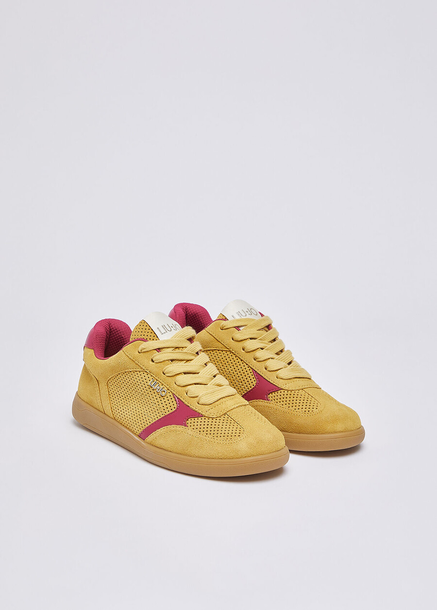 perforated suede sneakers