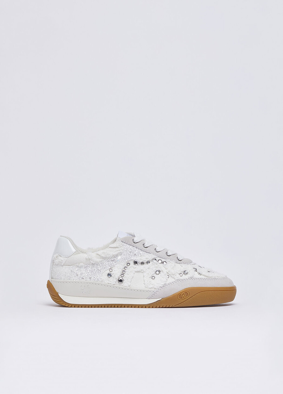 denim sneakers with jewel stones