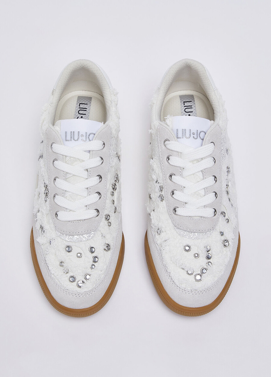 denim sneakers with jewel stones