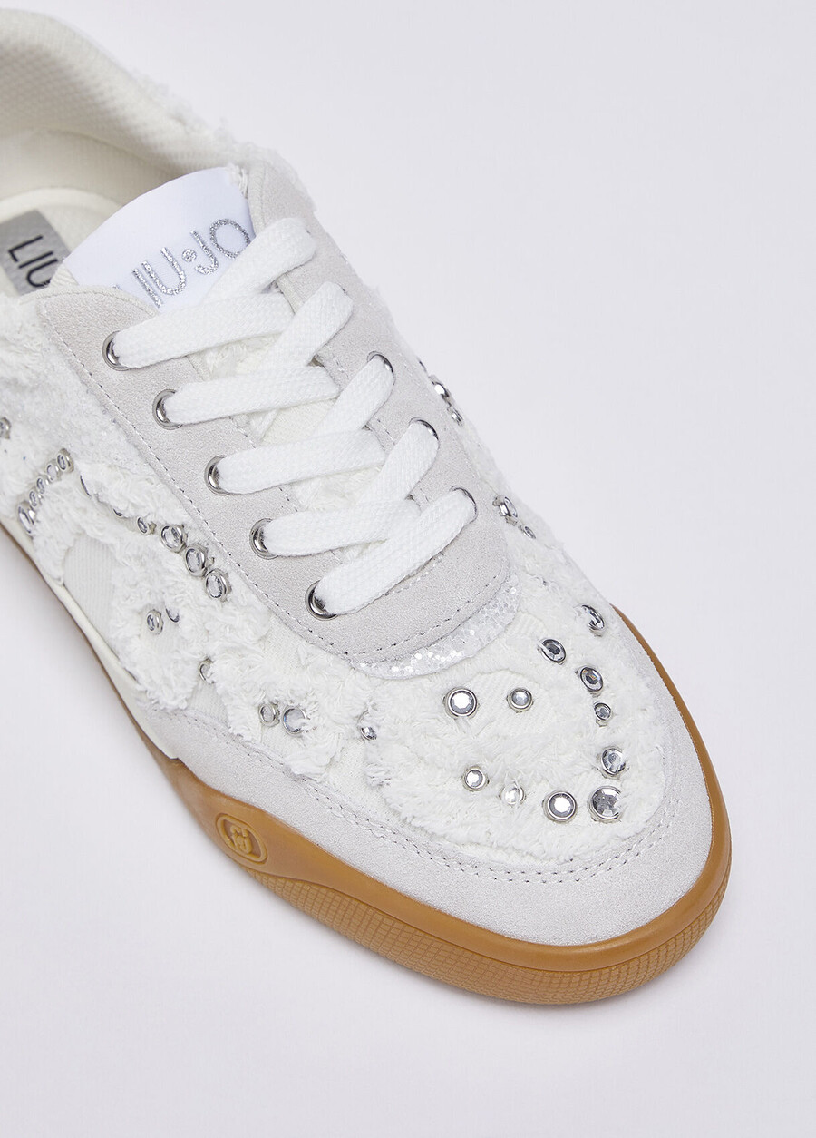 denim sneakers with jewel stones