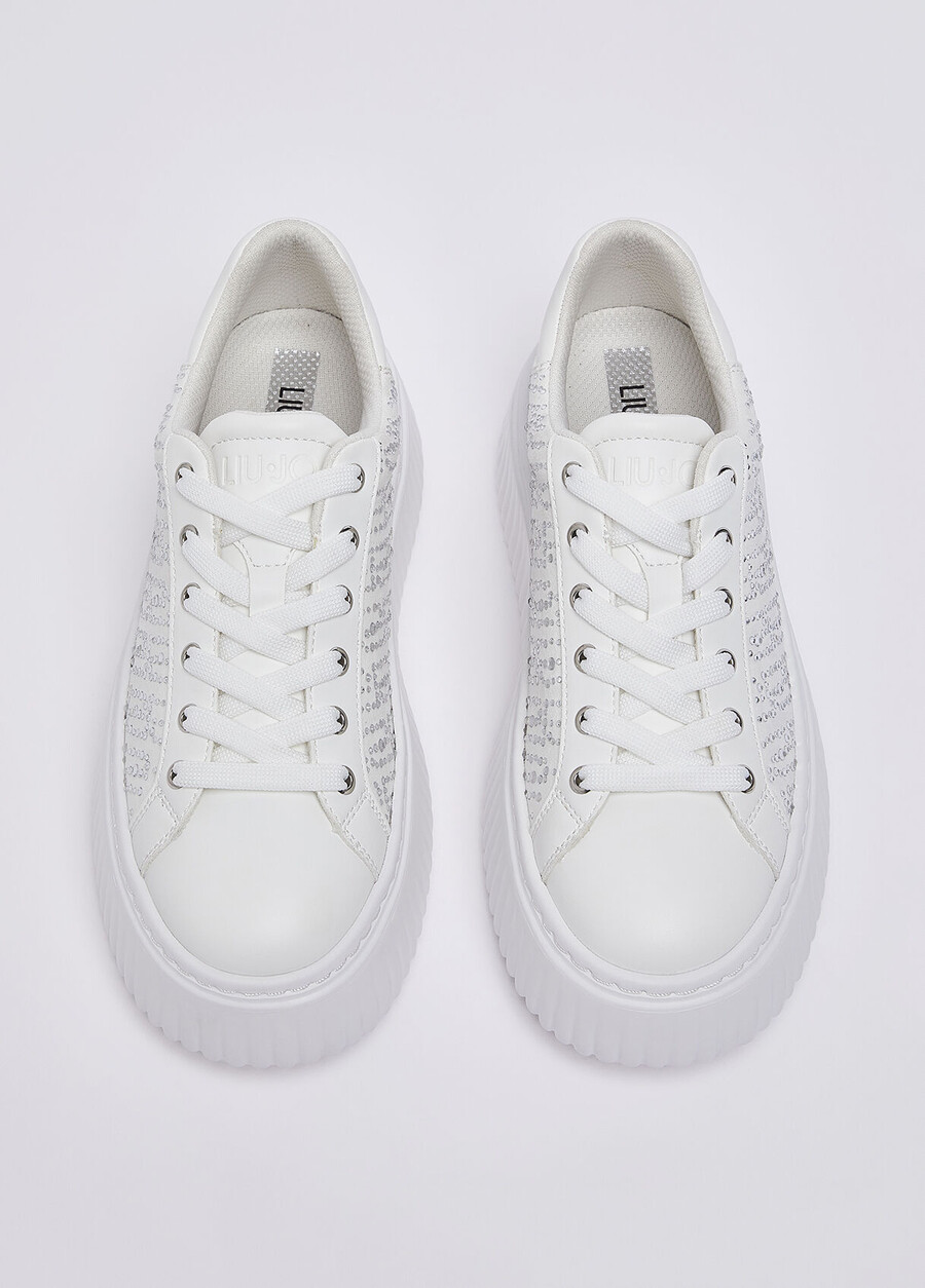 sneakers with monogram rhinestones