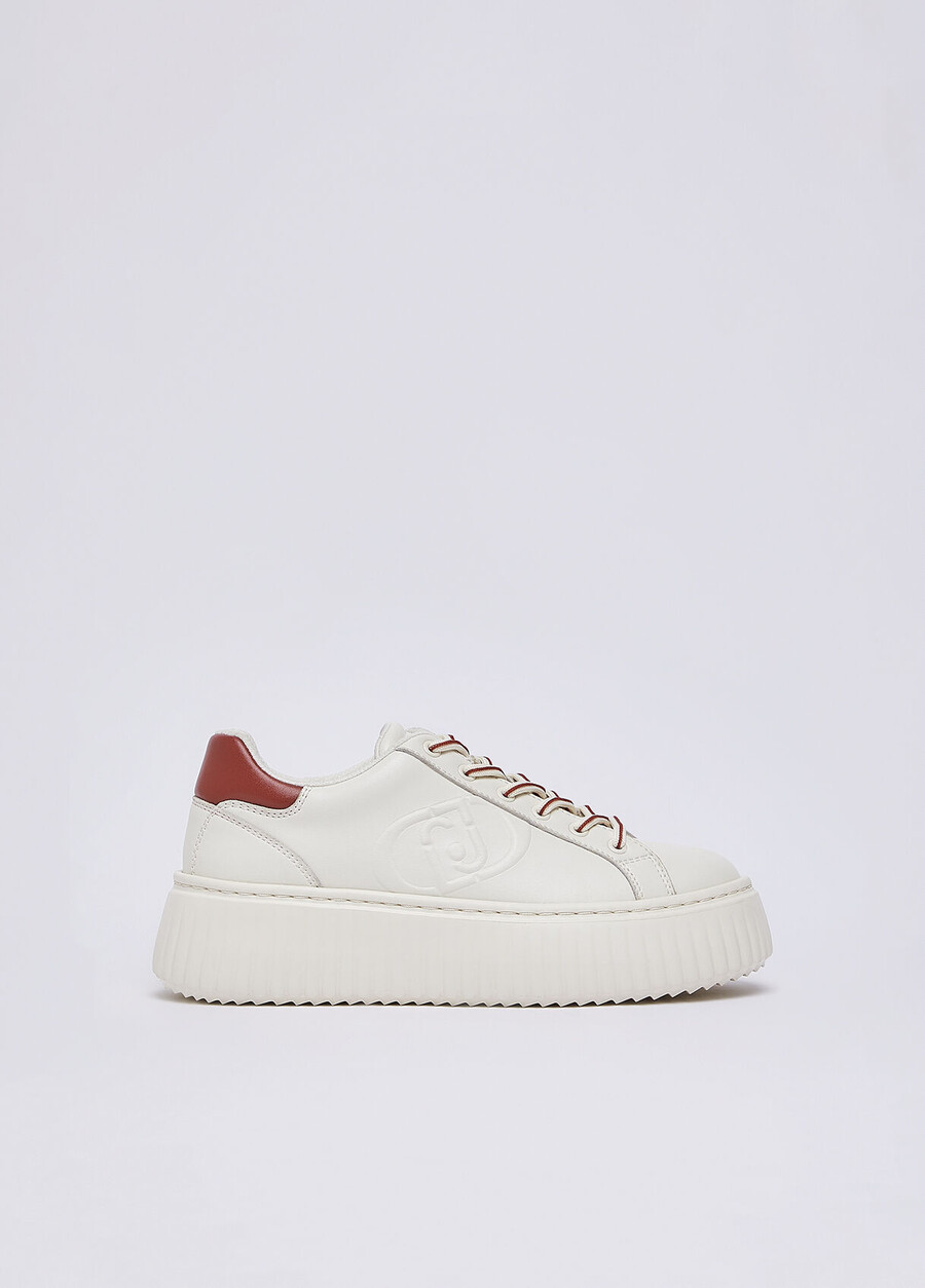 leather sneakers with maxi logo