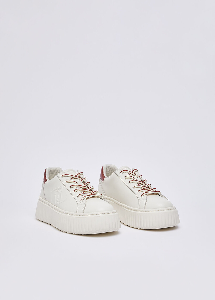 leather sneakers with maxi logo