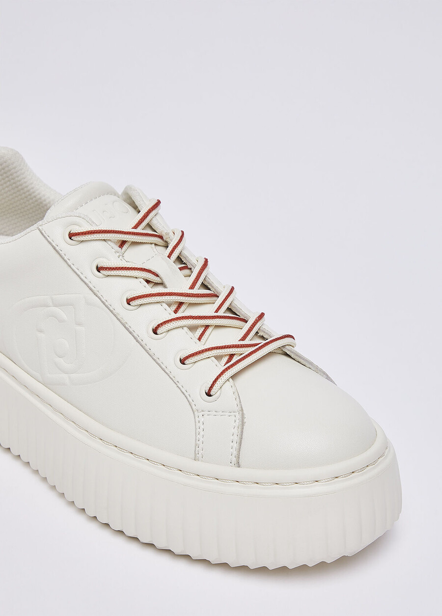 leather sneakers with maxi logo