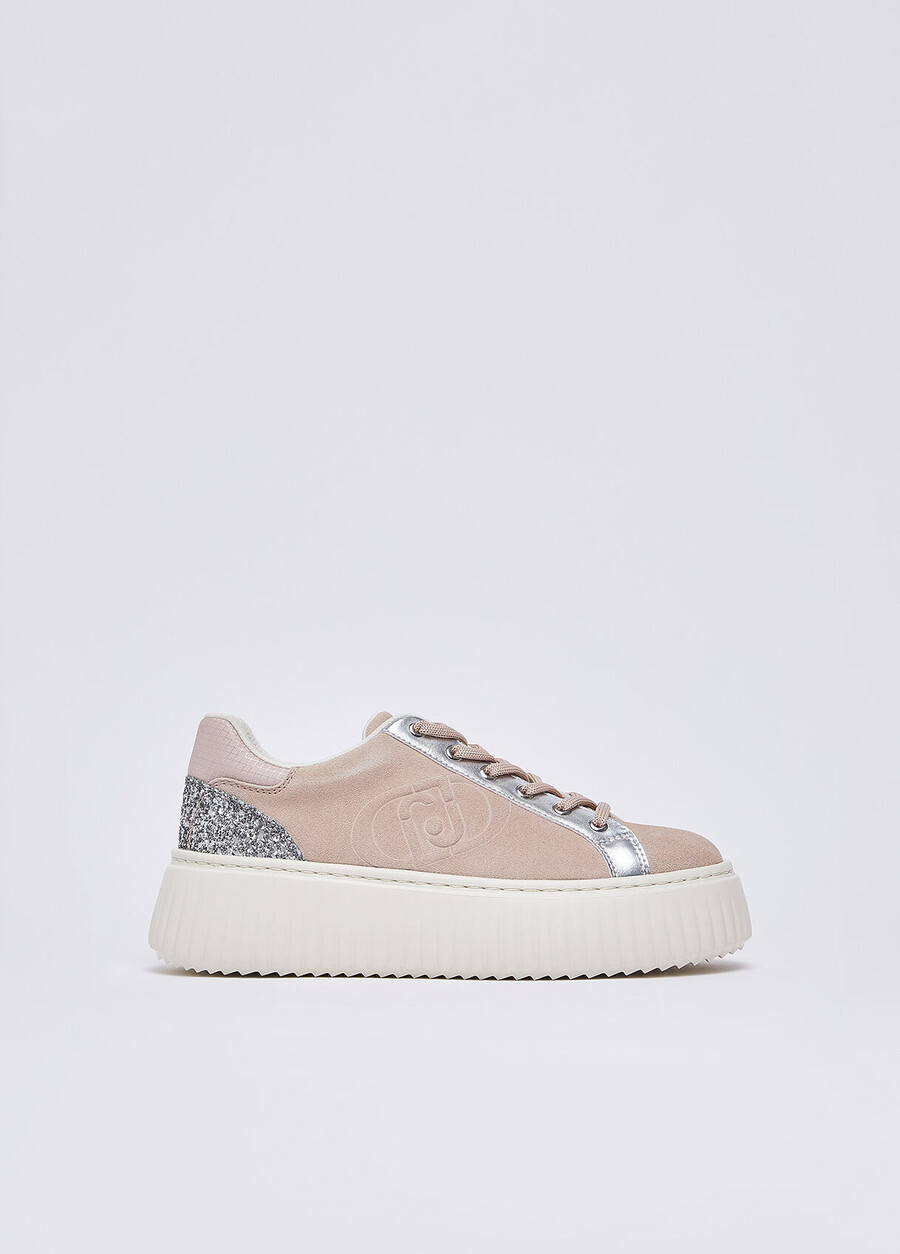 suede sneakers with maxi-logo
