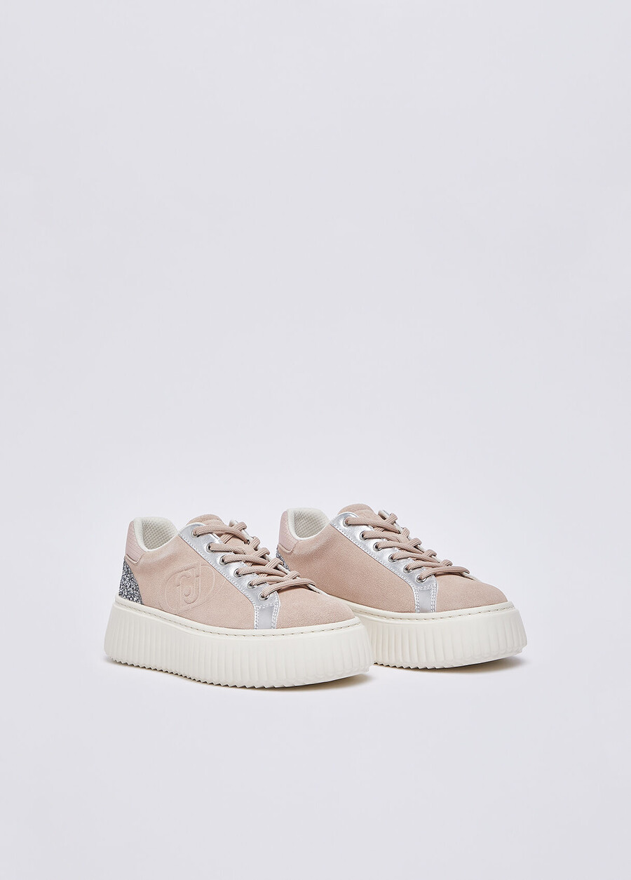suede sneakers with maxi-logo