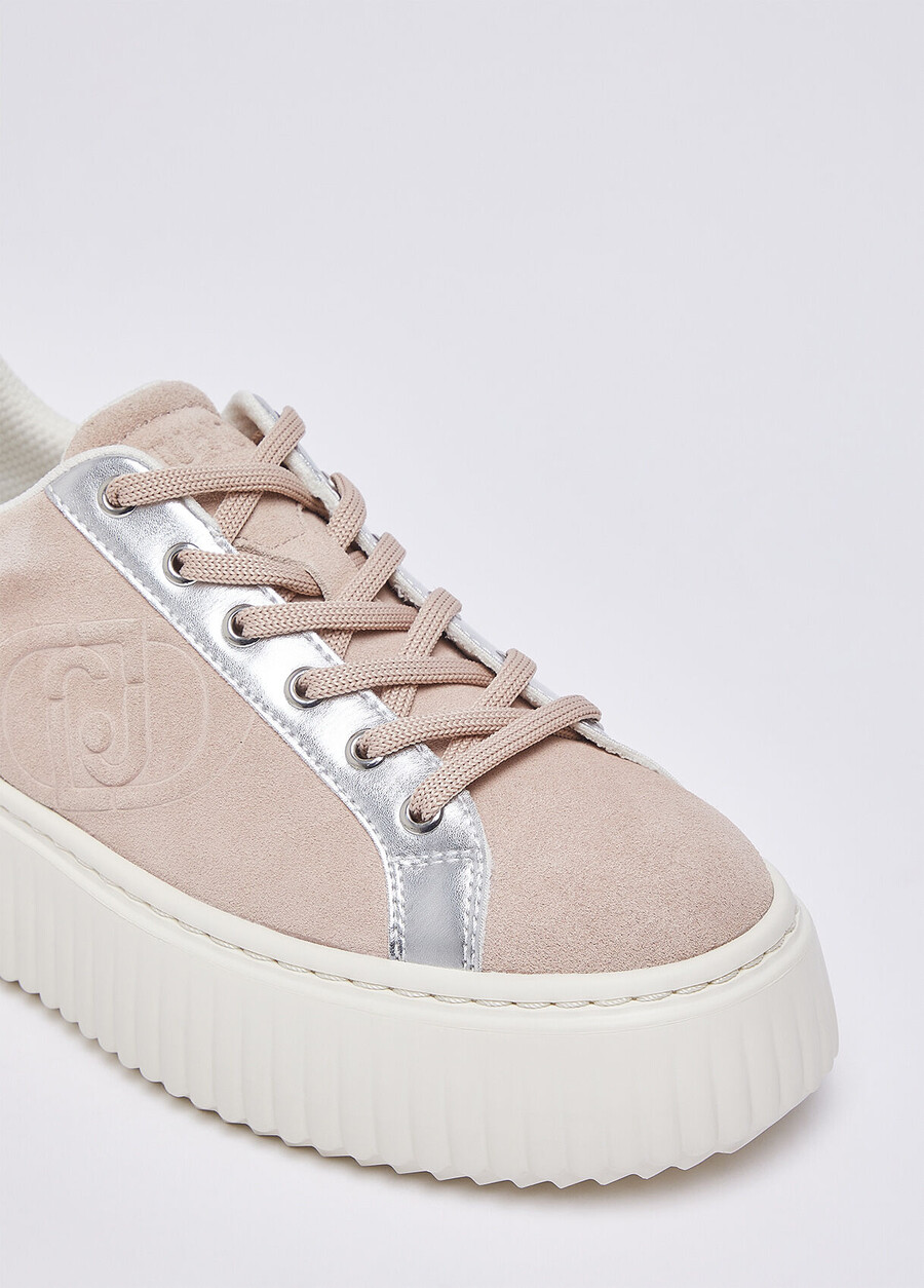suede sneakers with maxi-logo