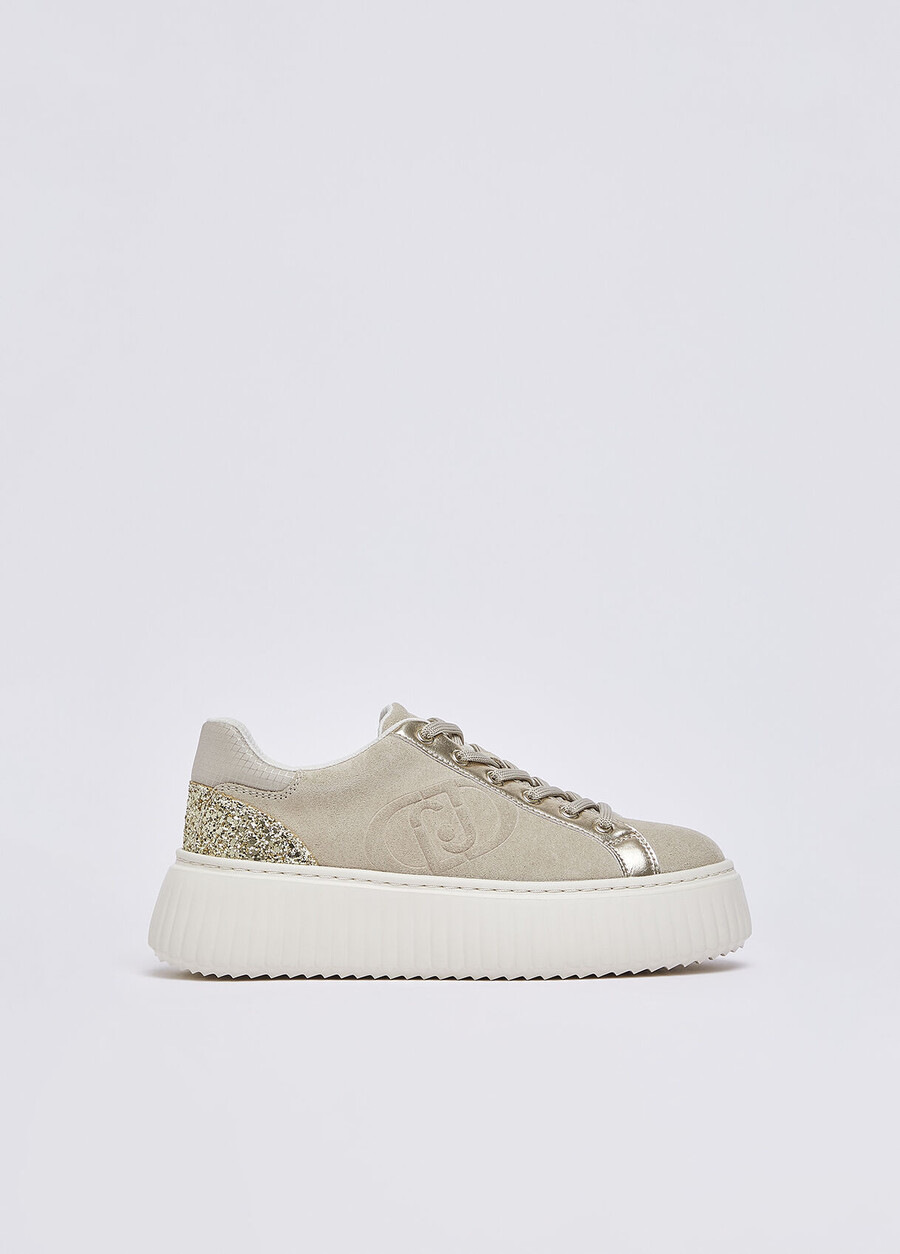 suede sneakers with maxi-logo