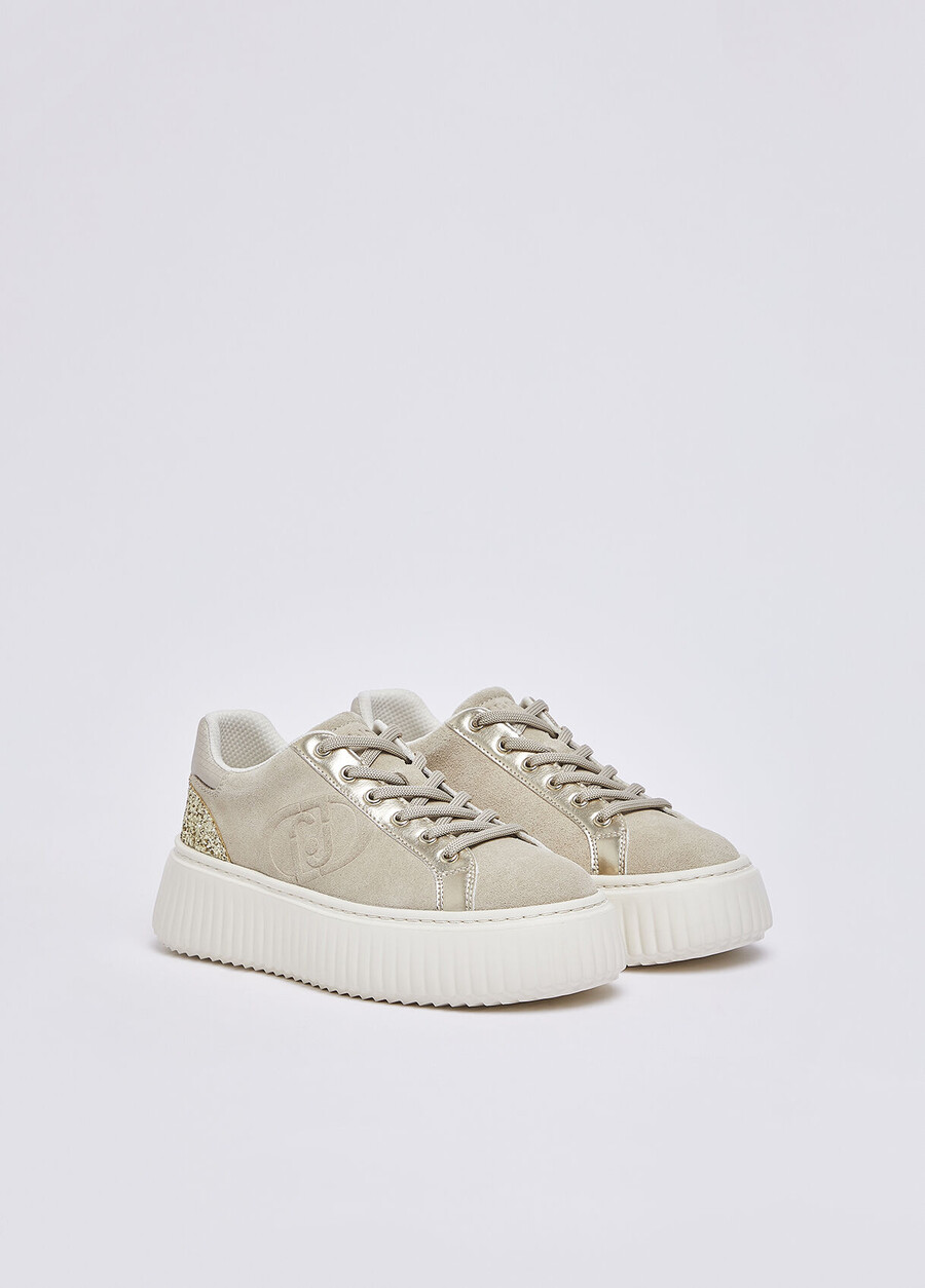 suede sneakers with maxi-logo