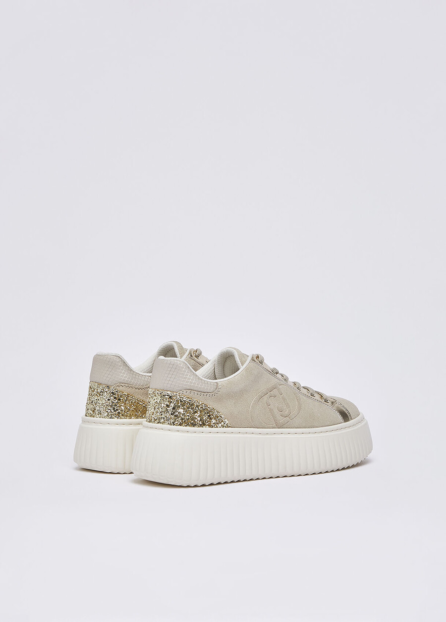 suede sneakers with maxi-logo