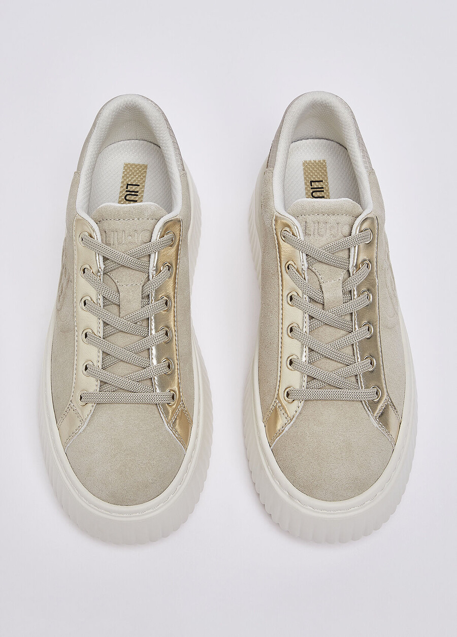 suede sneakers with maxi-logo