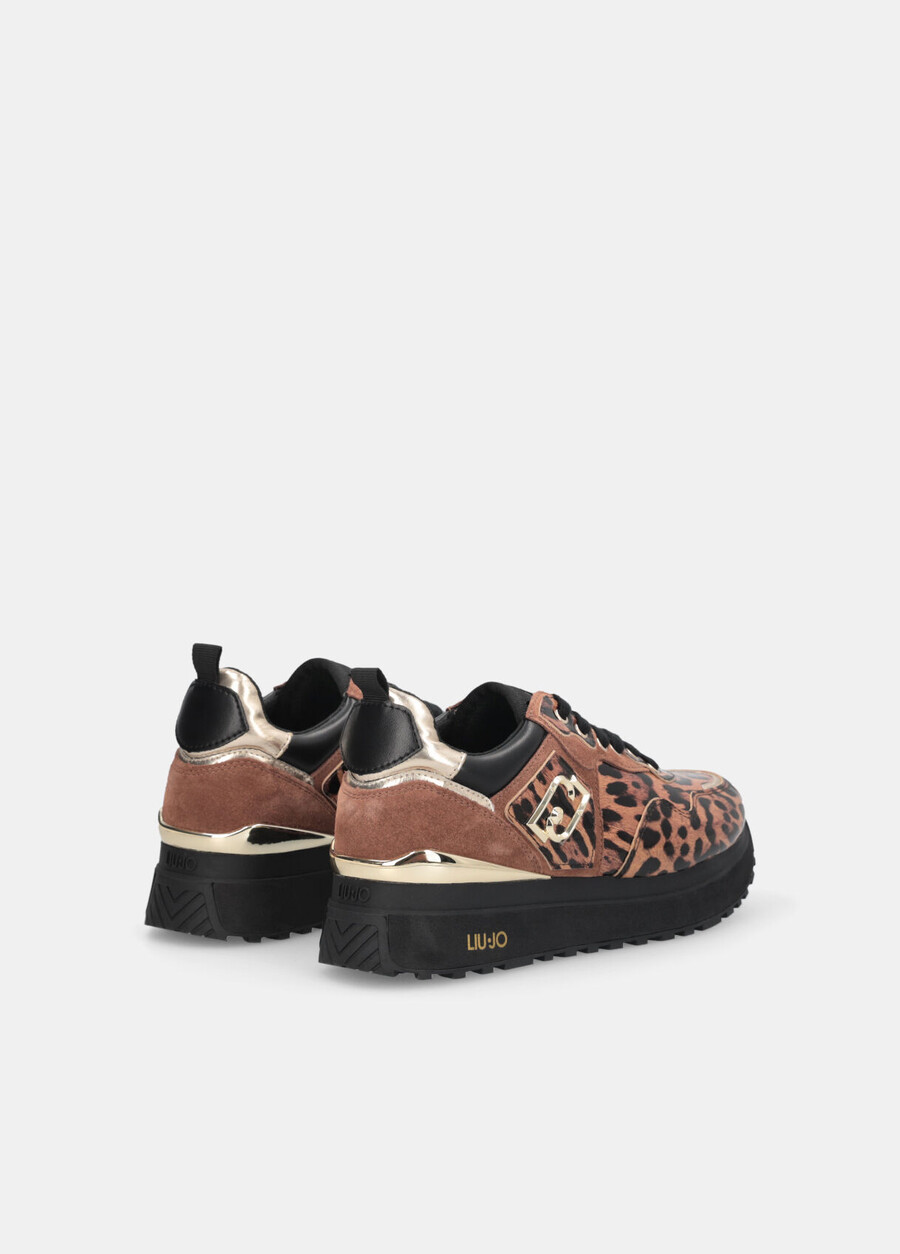 animal-print patent leather platform sneakers