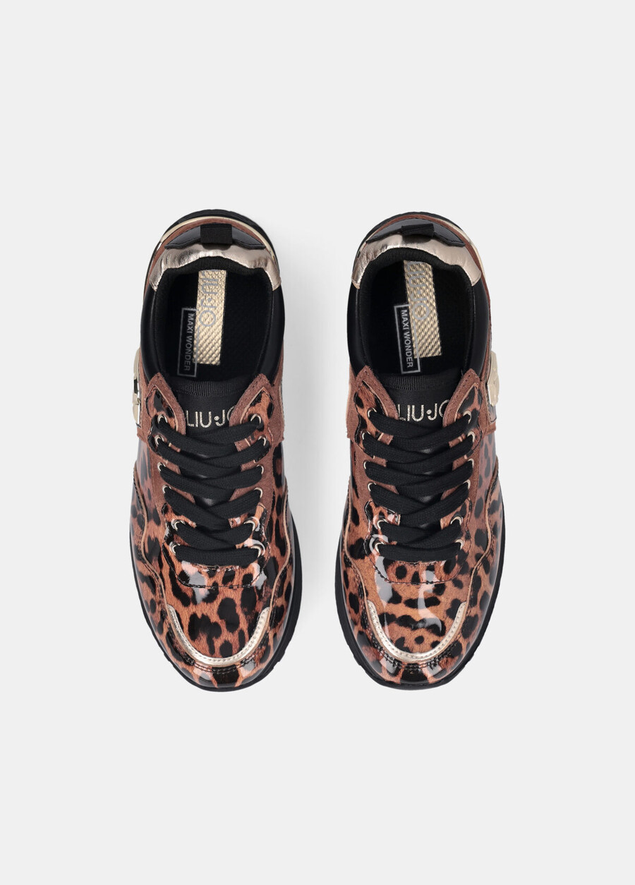 animal-print patent leather platform sneakers