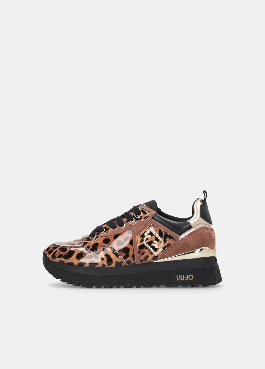 animal-print patent leather platform sneakers