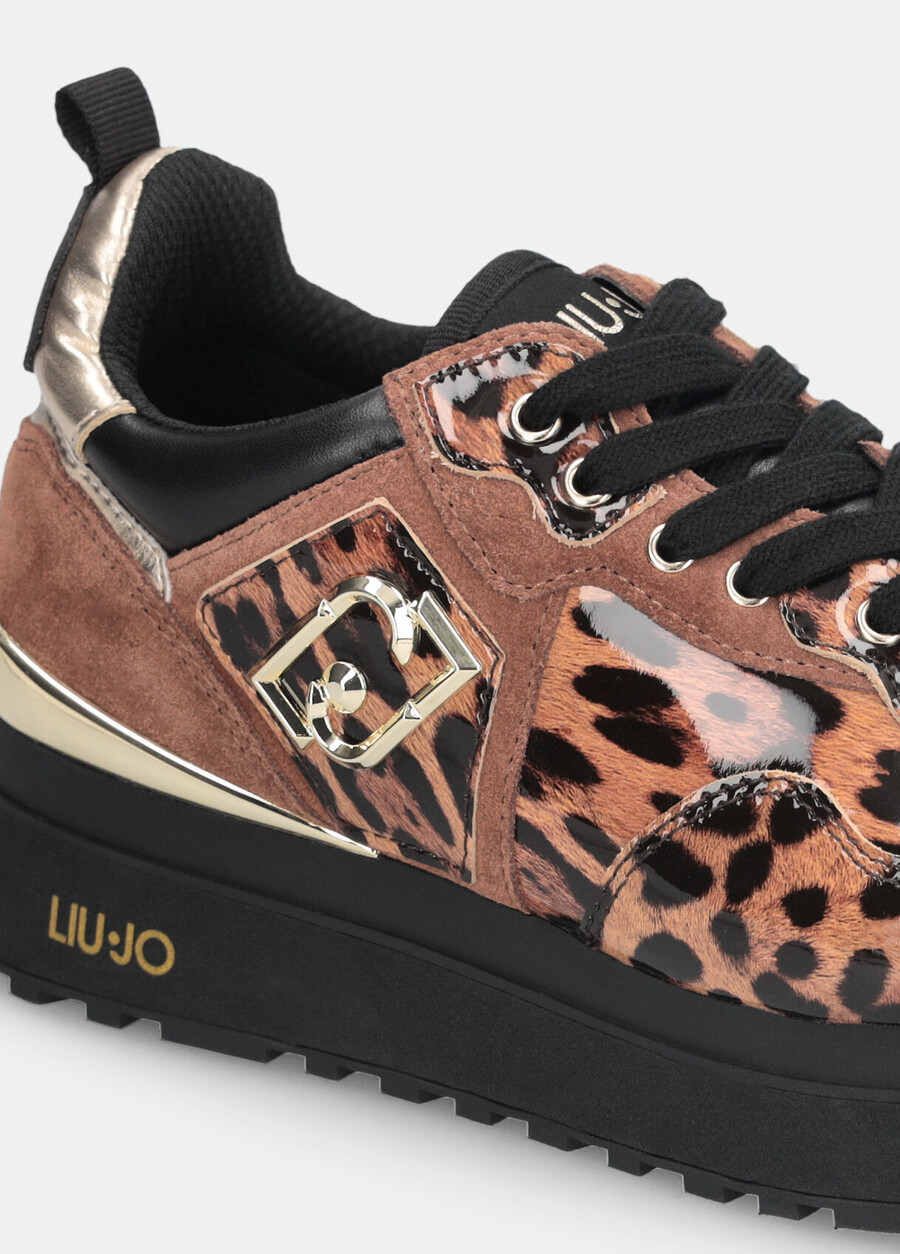 animal-print patent leather platform sneakers