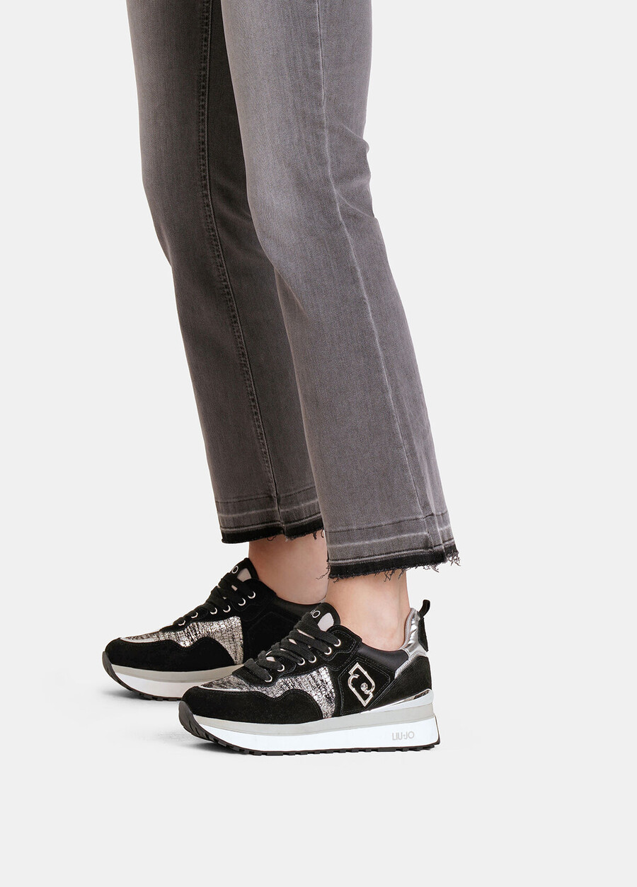 metallic-effect platform sneakers