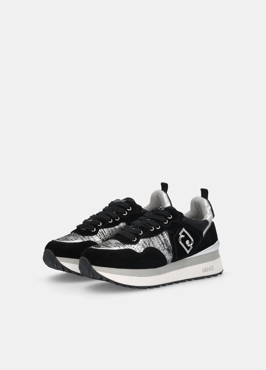 metallic-effect platform sneakers