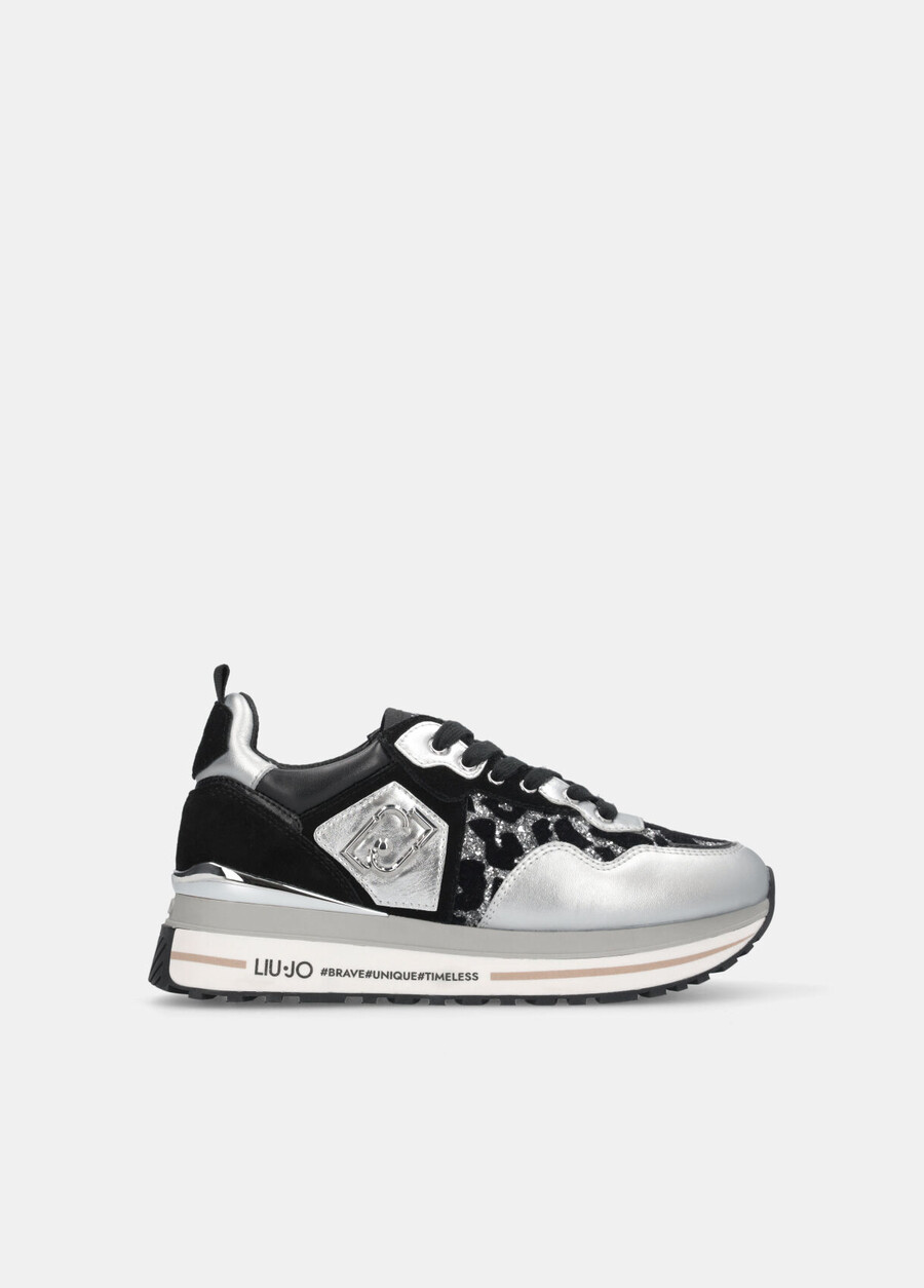 glittery animal-print platform sneakers