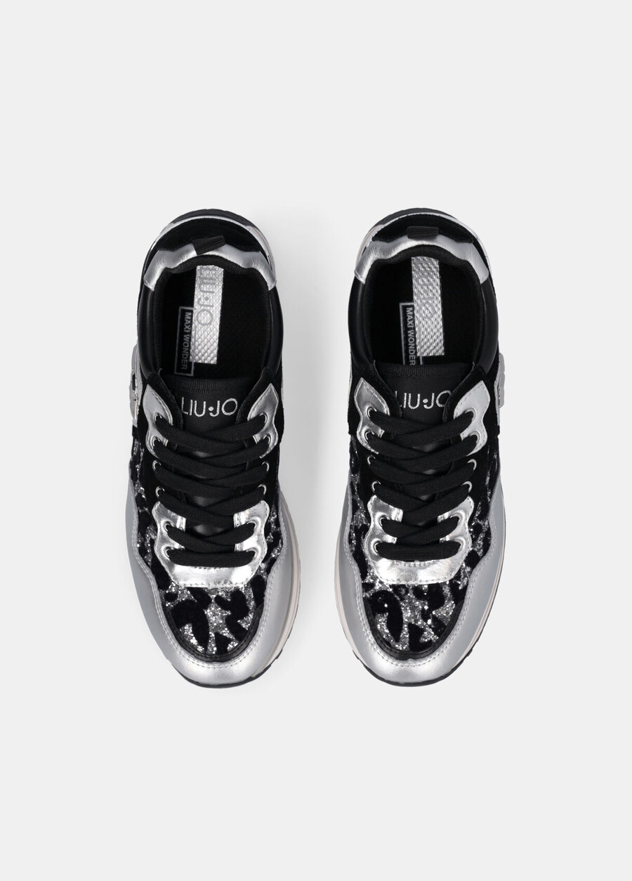 glittery animal-print platform sneakers