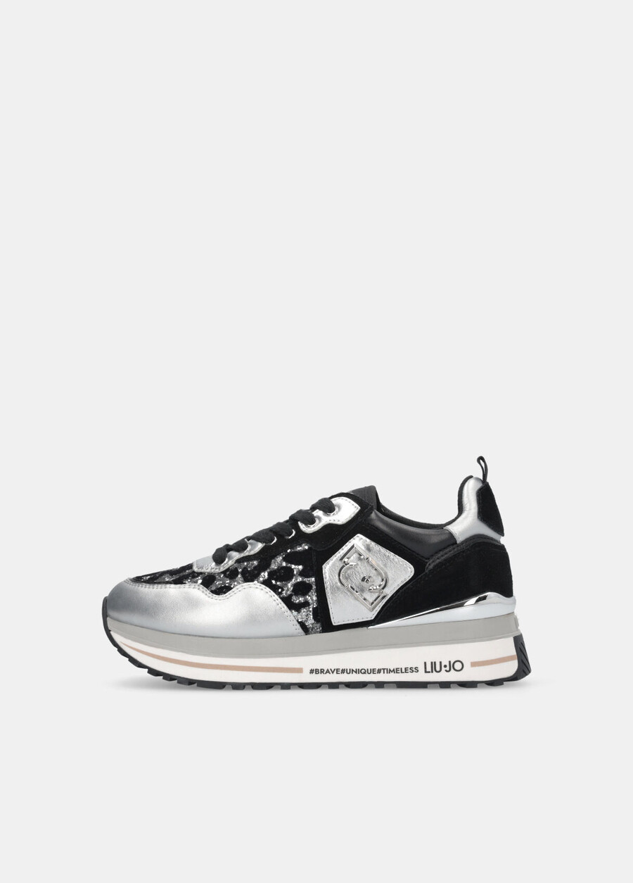 glittery animal-print platform sneakers