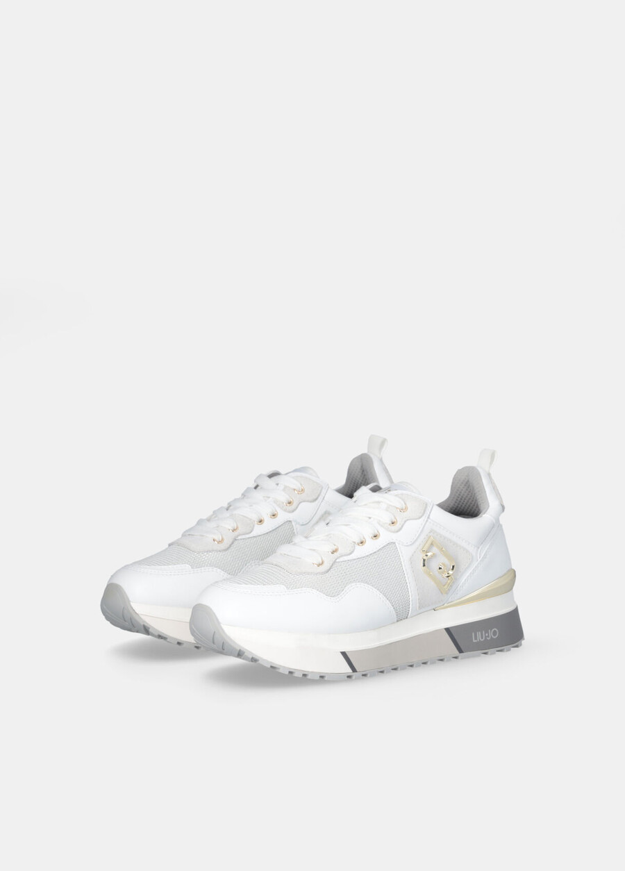 leather and mesh sneakers