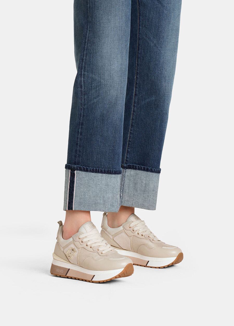 leather and mesh sneakers
