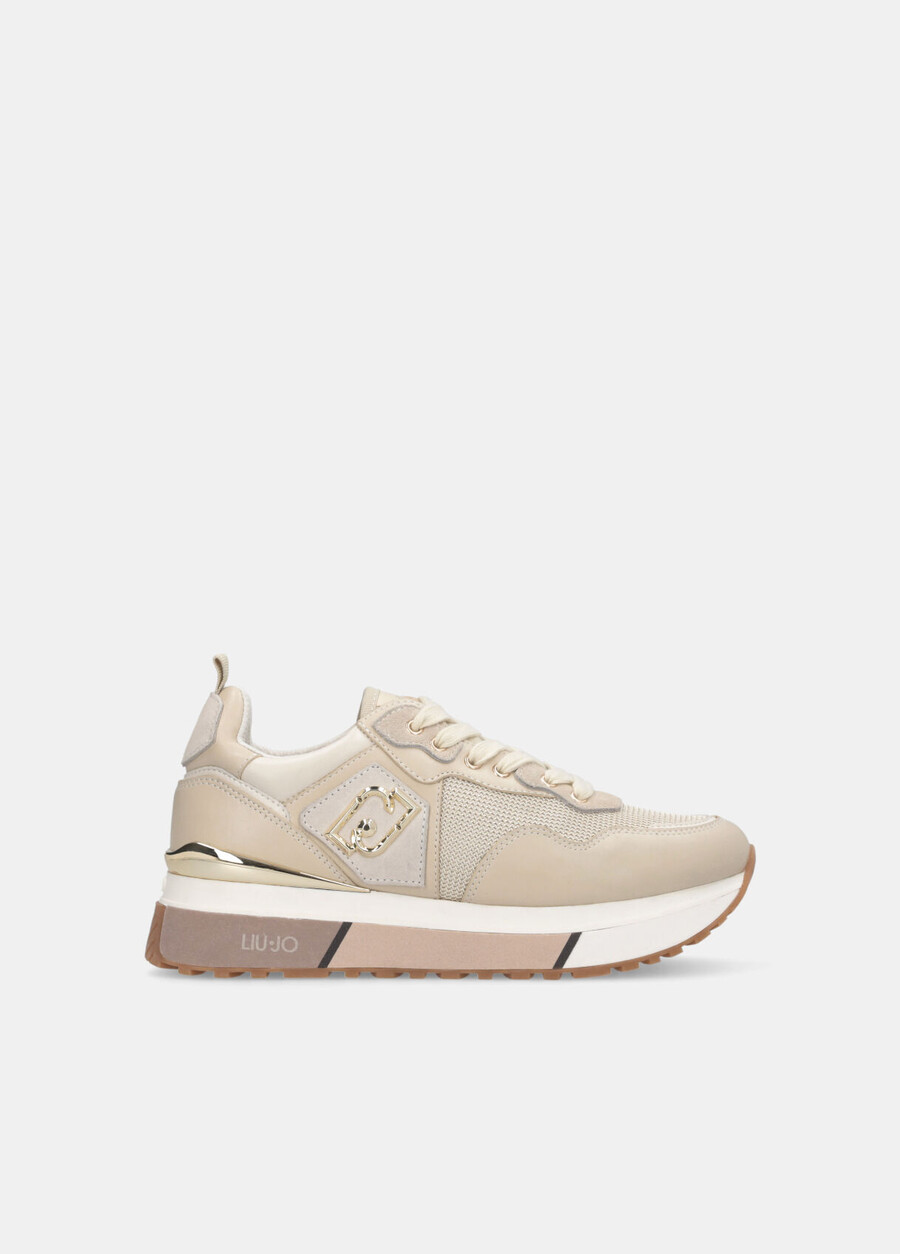 leather and mesh sneakers