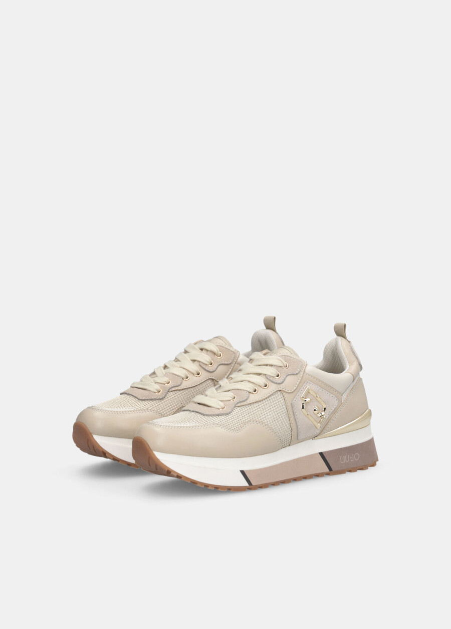 leather and mesh sneakers