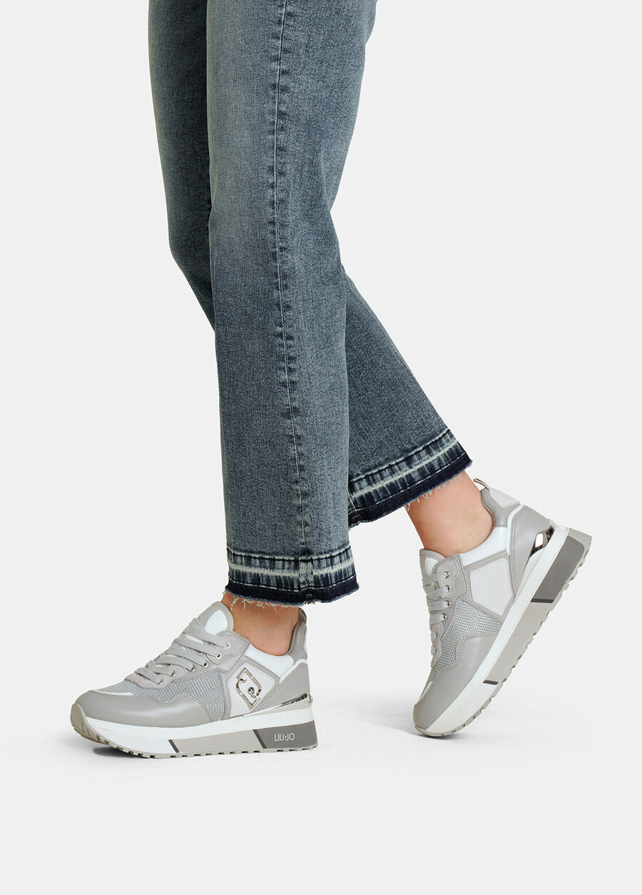 leather and mesh sneakers